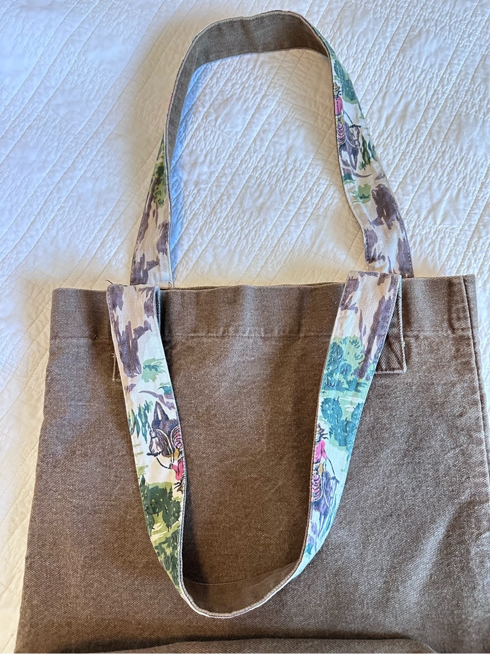 Vintage 80’s ESPRIT Acid Wash South Western Cowboy Canvas Tote Bag RARE HTF - Picture 4 of 12